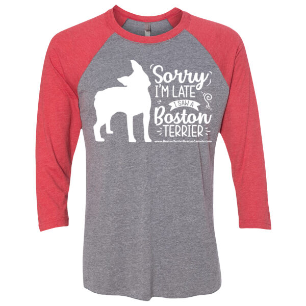 Sorry I'm Late Unisex Baseball Tee White Graphic Thumbnail